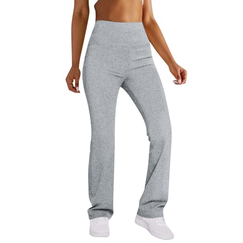 Yogahose Damen, Fashion Schlaghosen Blickdicht Slim Low Waisted Flared Leggings Yoga Sweatpants Jogginghosen Für Fitness Yogahose Damen Bootcut Jogginghose Yogahose Schlaghose (XXL, Light Gray) von Generisch