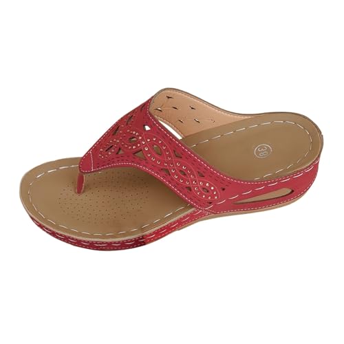 Zehensandalen für Damen, orthopädische Flip-Flops, Keilsandalen mit Fußgewölbeunterstützung, flache Slipper, Plateau-Sandale, Slingback, ausgehöhlter Schuh, offener Zehenbereich, ethnischer Stil Zehensandalen für Damen, orthopädische Flip-Flops, Keilsandalen mit Fußgewölbeunterstützung, flache Slipper, Plateau-Sandale, Slingback, ausgehöhlter Schuh, offener Zehenbereich, ethnischer Stil von Generisch