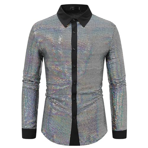 faschingskostüme männer, Pailletten Hemd Herren 70er Jahre Club Glitzerhemd Oberteil Langarm Glänzend Glitzer Hemd Freizeithemd Disco Party Slim Fit Pailletten Hemd Business Freizeit Disco Outfit faschingskostüme männer, Pailletten Hemd Herren 70er Jahre Club Glitzerhemd Oberteil Langarm Glänzend Glitzer Hemd Freizeithemd Disco Party Slim Fit Pailletten Hemd Business Freizeit Disco Outfit von Generisch