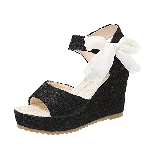 Plateau Sandalen Damen High Heels - Bohemian Sandaletten Mit Schleife Keilsandalen Schnalle Absatzschuhe Fischmund Slingpumps Spitze Stöckelschuhe Elegant Abendschuhe Festlich Hochzeitsschuhe Plateau Sandalen Damen High Heels - Bohemian Sandaletten Mit Schleife Keilsandalen Schnalle Absatzschuhe Fischmund Slingpumps Spitze Stöckelschuhe Elegant Abendschuhe Festlich Hochzeitsschuhe von Generisch