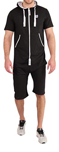 Gennadi Hoppe Herren Sommer Jumpsuit kurz, H8263, XL, schwarz von Gennadi Hoppe