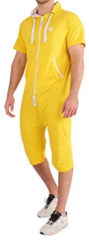 Gennadi Hoppe Herren Sommer Jumpsuit kurz, H8277, XL, gelb von Gennadi Hoppe