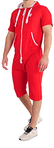 Gennadi Hoppe Herren Sommer Jumpsuit kurz, H8294, 4XL, rot von Gennadi Hoppe