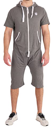 Gennadi Hoppe Herren Sommer Jumpsuit kurz, H8303, M, dunkelgrau von Gennadi Hoppe