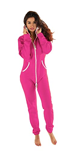 Gennadi Hoppe Damen Jumpsuit Suit Relaxpiece Einteiler Overall Anzug - Slim FIT, H6130 pink XL, pink (Purpur), XL von Gennadi Hoppe