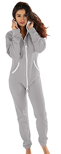 Gennadi Hoppe Damen Jumpsuit Suit Relaxpiece Einteiler Overall Anzug - Slim FIT, H6238 h-grau S, hell-grau, S von Gennadi Hoppe