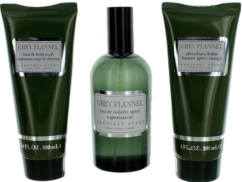 Geoffrey Beene, Trio Grey Flannel Eau de Toilette Zerstäuber für Herren, Aftershave, Duschgel, holziger und orientalischer Duft, einzigartiger grüner Chypre-Duft Geoffrey Beene, Trio Grey Flannel Eau de Toilette Zerstäuber für Herren, Aftershave, Duschgel, holziger und orientalischer Duft, einzigartiger grüner Chypre-Duft von Geoffrey Beene