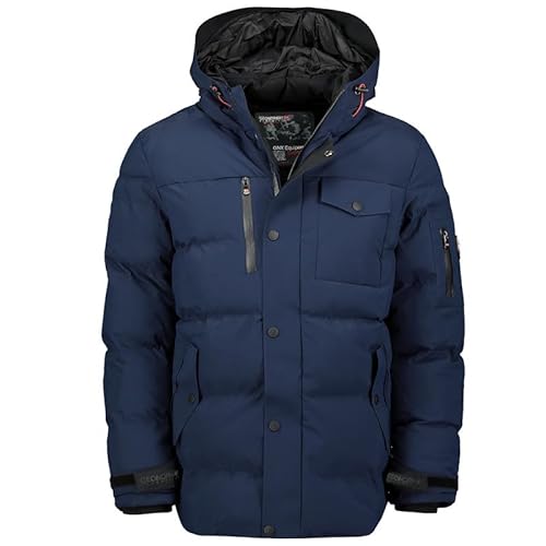 Geographical Norway Aldesto Men - Winterjacke Herren Warme Steppung Mann Herbst Winter - Warme Manteljacke leicht Kapuze - Daunenjacke Windstopper Langarm Polsterung - Männer (Marineblau S) von Geographical Norway