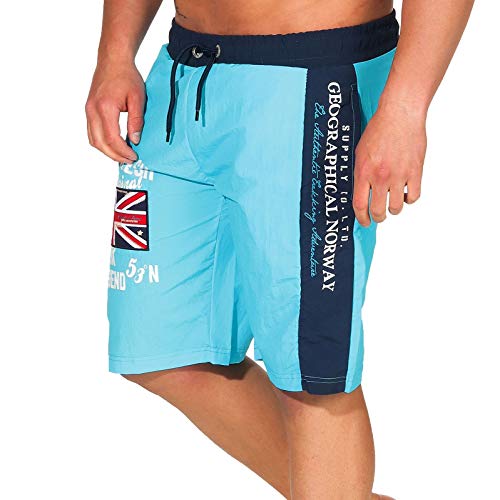 Geographical Norway Herren Badeshorts Quodesh mit Patches Knielang Turquoise L von Geographical Norway