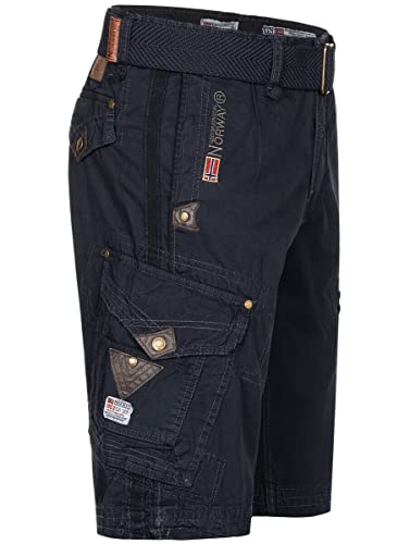 Geographical Norway Cargo Shorts Kurze Hose Knielang Short Bermuda Sommer Urlaub Freizeit FVS Production H-H, Hosengröße:L / W33, Farbe:Navy von Geographical Norway