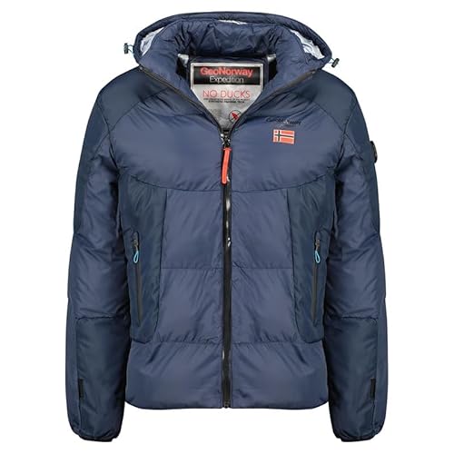 Geographical Norway Casidan Men - Winterjacke Herren Warme Steppung Mann Herbst Winter - Warme Manteljacke leicht Kapuze - Daunenjacke Windstopper Langarm Polsterung - Männer (Marineblau M) von Geographical Norway