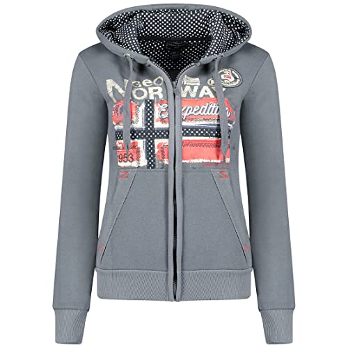 Geographical Norway FARLOTTE Lady - Damen Sweatshirt Langarmshirt Taschen - Damen Sweatshirt Langarm Pullover Winter - Hoodie Jacke Hoodies Kapuzenpullover Casual Classic (Dunkelgrau M) von Geographical Norway