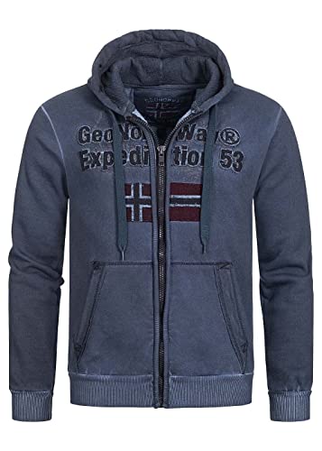 Geographical Norway Gimdo Men - Kapuzen-Sweatshirt Und Känguru-Tasche Für Männer - Logo-Sweatshirts Für Männer - Hoody-Sweatshirt Langarm (Marineblau M) von Geographical Norway