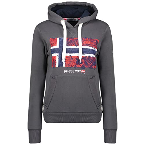 Geographical Norway Gpalm Lady - Frauen Sweatshirt Kapuze Taschen Känguru - Sweatshirt Frauen Pullover Casual Langarm Warm (Dunkelgrau M Größe 2) von Geographical Norway