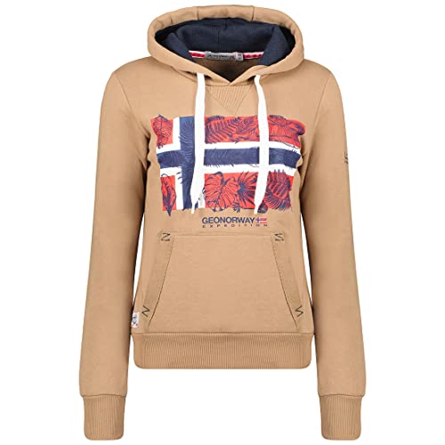 Geographical Norway Gpalm Lady - Frauen Sweatshirt Kapuze Taschen Känguru - Sweatshirt Frauen Pullover Casual Langarm Warm (Taupe S Größe 1) von Geographical Norway