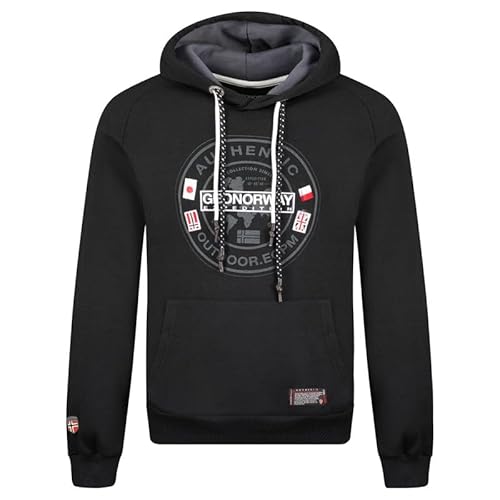 Geographical Norway Gregoire Men - Sweatjacke Herren Hoodie Zip mit Kapuze Taschen - Pullover Langarm Warm Jacke - Kapuzenjacke Mann Jahreszeit Frühling Sommer Herbst (Schwarz 3XL) von Geographical Norway