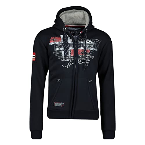 Geographical Norway Gutta Men - Kapuzen-Sweatshirt Und Känguru-Tasche Für Männer - Logo-Sweatshirts Für Männer - Langärmeliges Hoody-Sweatshirt (Marineblau L) von Geographical Norway