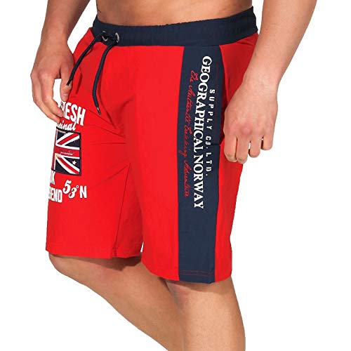 Geographical Norway Herren Badeshorts Quodesh mit Patches Knielang red L von Geographical Norway