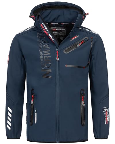 Geographical Norway Herren Frühlings Jacke Softshell Jacke Outdoor Regen Übergangs Jacke Sportjacke FVS Produktion H-H, Farbe:Navy-Schwarz, Größe:S von Geographical Norway