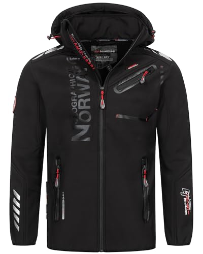 Geographical Norway Herren Frühlings Jacke Softshell Jacke Outdoor Regen Übergangs Jacke Sportjacke FVS Produktion H-H, Farbe:Schwarz-Schwarz, Größe:S von Geographical Norway