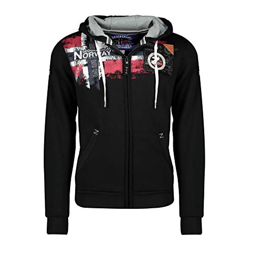 Geographical Norway Fespote Men - Kapuzenpullover Zip Taschen Mann - Sweatjacke Pullover Logo Langarm Warm - Ideal Geschenk Männer Jahreszeit Frühling Sommer Herbst Winter (Schwarz M) von Geographical Norway