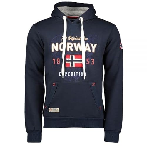 Geographical Norway - Herren Kapuzenpullover mit langen Ärmeln Guitre Marineblau Größe L, marineblau, L/XL von Geographical Norway