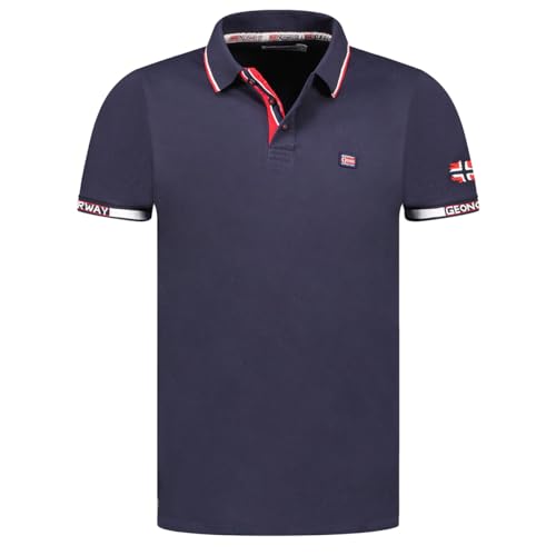 Geographical Norway Kauge Men - Polo-Shirt Herren Klassisch -Shirts Baumwolle Kurzarm Lässig Knopfkragen - Shirt Tops Regular Classic - Frühling Sommer (Marine BLAU XL) von Geographical Norway