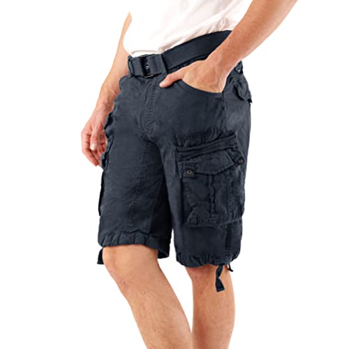 Geographical Norway Panoramique Men - Bermuda Mann Cotton - Shorts Herren Sport Cargo - Shorts Bermudas Kurz A Gürtel Normaler Schnitt Mann Frühling Sommer (Marine XL) von Geographical Norway