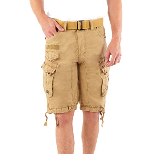 Geographical Norway Panoramique Men - Herren Bermuda Shorts Kurze Manner - Herren Sport Cargo Short Sommer - Regular Herrenshorts Chino Bermuda Shorts Fit (Beige L) von Geographical Norway