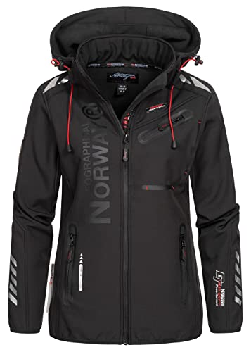 Geographical Norway REINE LADY – Damen Softshell-Jacke, winddicht, strapazierfähig und wasserdicht – Outdoor-Kapuzenjacke, schwarz / schwarz, 42, L Geographical Norway REINE LADY – Damen Softshell-Jacke, winddicht, strapazierfähig und wasserdicht – Outdoor-Kapuzenjacke, schwarz / schwarz, 42, L von Geographical Norway