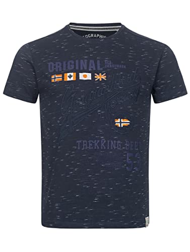 Geographical Norway T-Shirt Herren FVSC Shirt Hemd Sommer Baumwolle Print kurz, Farbe:Jinner-Navy, Größe:L von Geographical Norway