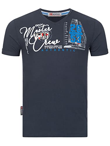 Geographical Norway T-Shirt Herren FVSC Shirt Hemd Sommer Baumwolle Print kurz, Farbe:Juco-Navy, Größe:L von Geographical Norway