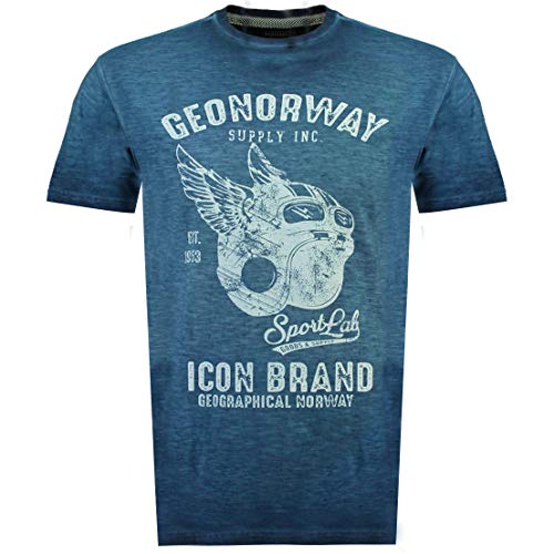 Geographical Norway T-Shirt Kurzarm Short Sleeves JARLEY Men Herren 100% Baumwolle SR183HGN, Blau 56 von Geographical Norway