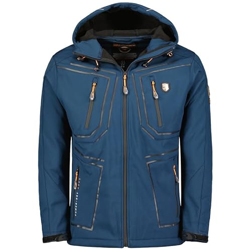 Geographical Norway Topere Men - Softshelljacke Herren Wasserdicht atmungsaktiv Kapuze - Outdoor Mantel Tactical Widerstandsfähig Windbreaker Jacke - Wandern Ski Winter Frühling (Marineblau M) von Geographical Norway