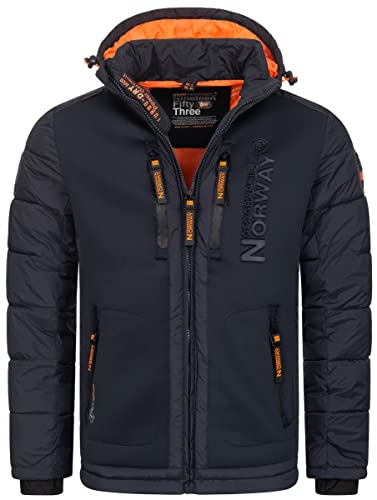 Geographical Norway Herren Winter Jacke Parka Steppjacke Kapuzenjacke Outdoorjacke Warm gesteppt FVS Production H-H, Farbe:Navy, Größe:5XL von Geographical Norway