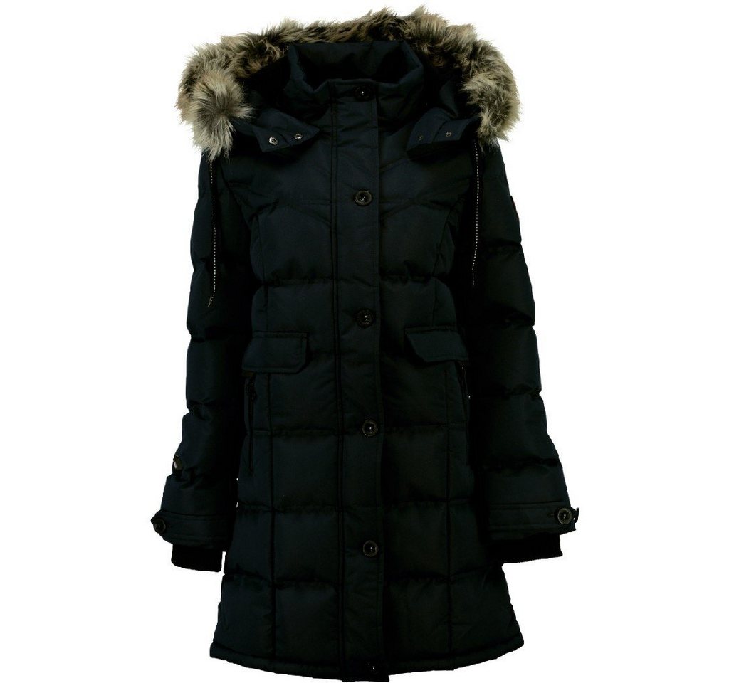 Geographical Norway Winterjacke Damen Outdoor Jacke in Unifarbe, mit abnehmbarer Kapuze, Fellimitat abnehmbar Geographical Norway Winterjacke Damen Outdoor Jacke in Unifarbe, mit abnehmbarer Kapuze, Fellimitat abnehmbar von Geographical Norway