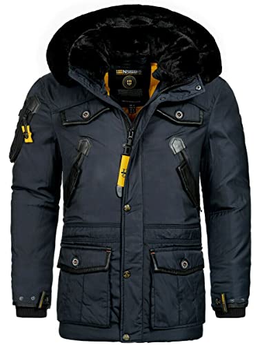 Geographical Norway warme Herren Winter Jacke FVSB Parka Outdoor ACORE Luxus SKI, Farbe:Navy, Größe:L von Geographical Norway