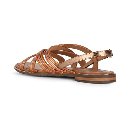 Geox D Sozy Plus G Flat Sandal, LT Bronze/ORANGE, 37.5 EU von Geox