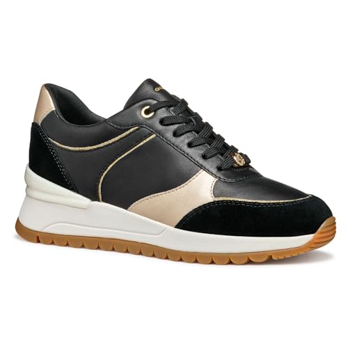 Geox Damen D DESYA A Sneaker, Black/Lt Gold, 40 EU Geox Damen D DESYA A Sneaker, Black/Lt Gold, 40 EU von Geox