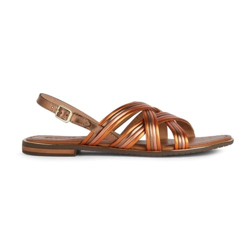 Geox Damen D Sozy Plus G Flat Sandal, LT Bronze/ORANGE, 36 EU von Geox