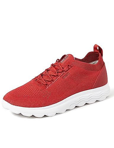 Geox Herren Spherica U Sneakers, Dark Red Light Grey, 45 EU Schmal von Geox