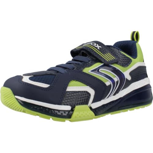 Geox J BAYONYC Boy Sneaker, Navy/Lime, 33 EU von Geox