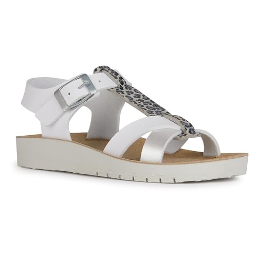 Geox J COSTAREI GI Sandal, White/Silver, 33 EU von Geox