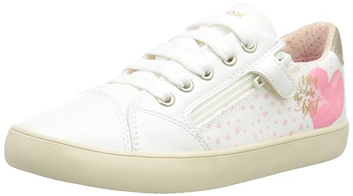 Geox J GISLI Girl Sneaker, White/DK PINK, 26 EU von Geox