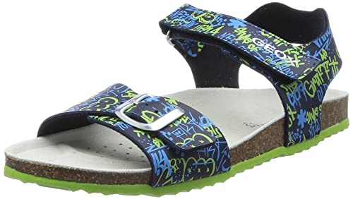 Geox J Ghita Boy Sandal, Navy/Lime, 24 EU von Geox