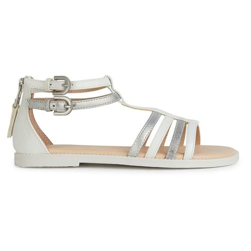 Geox J Karly Girl Sandal, White/LT Silver, 29 EU von Geox