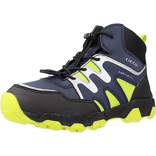 Geox J MAGNETAR Boy B ABX Sneaker, Navy/Lime, 25 EU von Geox