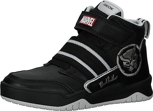 Geox J Perth Boy D Sneaker, Black/Silver, 38 EU von Geox