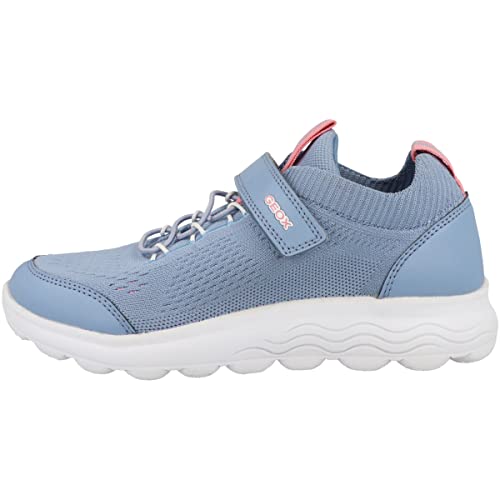 Geox J SPHERICA Girl Sneaker, Indigo/LT Coral, 34 EU von Geox