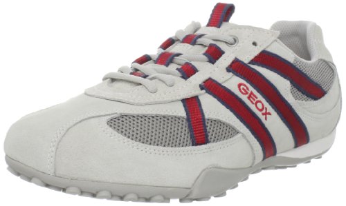 Geox Snake56 Herren-Sneaker aus Gummi, Light Grau/Rot, 42 EU von Geox